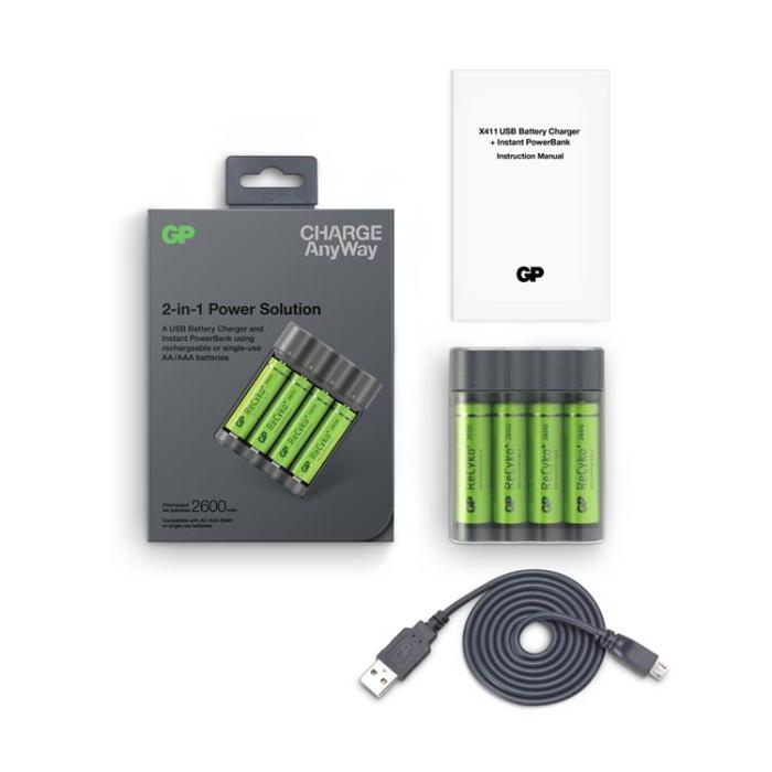 UTGATT1 - GP Charge AnyWay Batteriladdare och Powerbank 2600 mAh