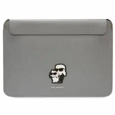 KARL LAGERFELD - Karl Lagerfeld Datorfodral 16'' Saffiano Karl & Choupette - Silver