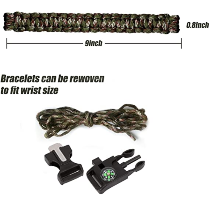 OEM - Överlevnadsarmband Paracord l Kompass , Visselpipa , Flintbrandstartare