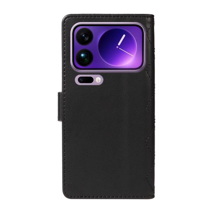 A-One Brand - Xiaomi 17 Pro Plånboksfodral Rhombus Läder Med Rem - Svart