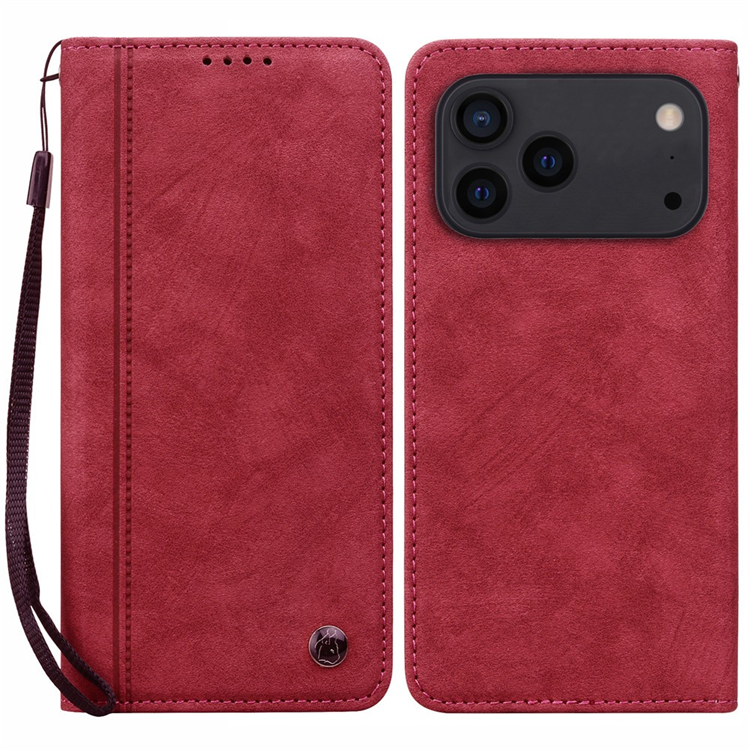 iPhone 17 Pro Plånboksfodral med Rem Lines Pattern - Röd | 2353 | AlltMobil