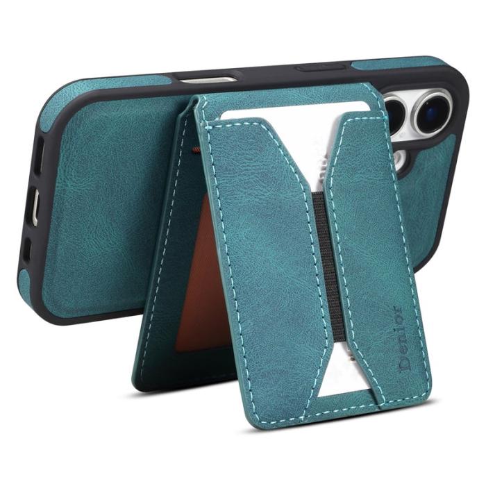 DENIOR - DENIOR D17 iPhone 16 Fodral i äkta läder - Blå