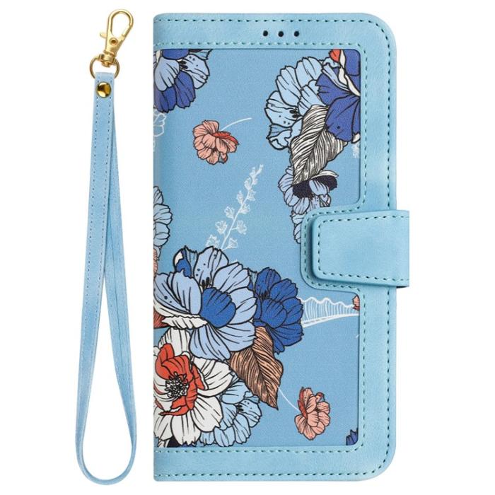 OEM - iPhone 15 Pro Plånboksfodral Flower Pattern - Ljusblå