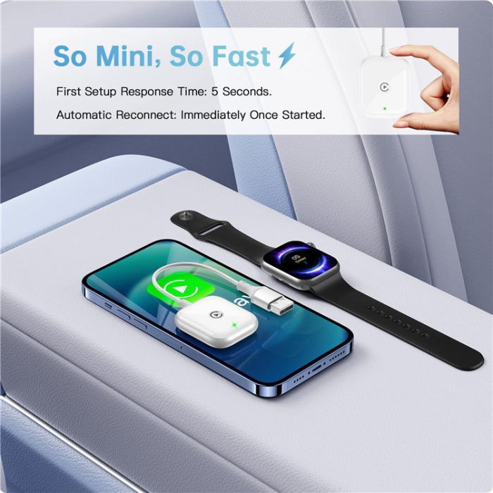 A-One Brand - CarPlay Trådbunden Trådlös Adapter Dongle - Vit