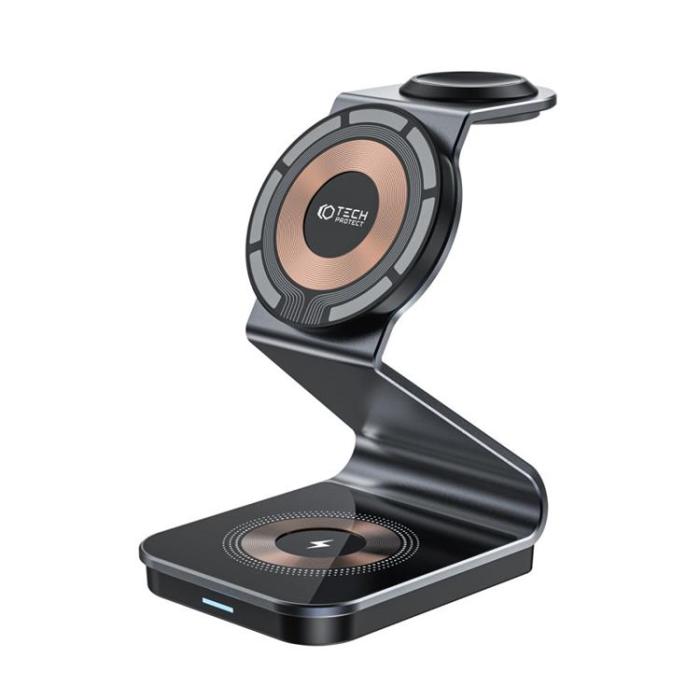 Tech-Protect - Tech-Protect 3-in-1 Trådlös laddare iPhone, Apple Watch, AirPods - Svart