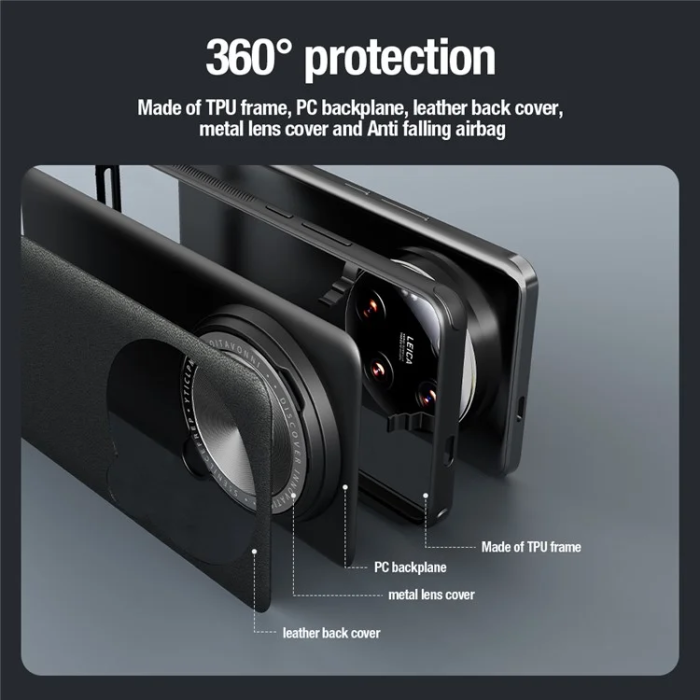 Nillkin - Nillkin Xiaomi 14 Ultra Mobilskal CamShield Prop Läder - Svart