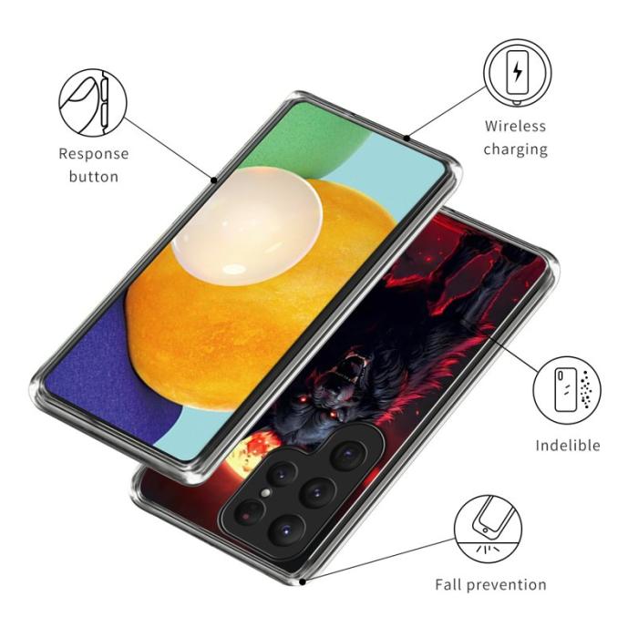 OEM - Mobilskal för Samsung Galaxy S26 Ultra IMD-mönster Stöttålig TPU - Svart Wolf