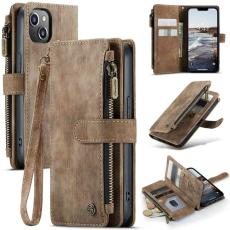 Caseme - CASEME C30 Pl&aring;nboksfodral f&ouml;r iPhone 14 6.1 tum, Brun Konstl&auml;der