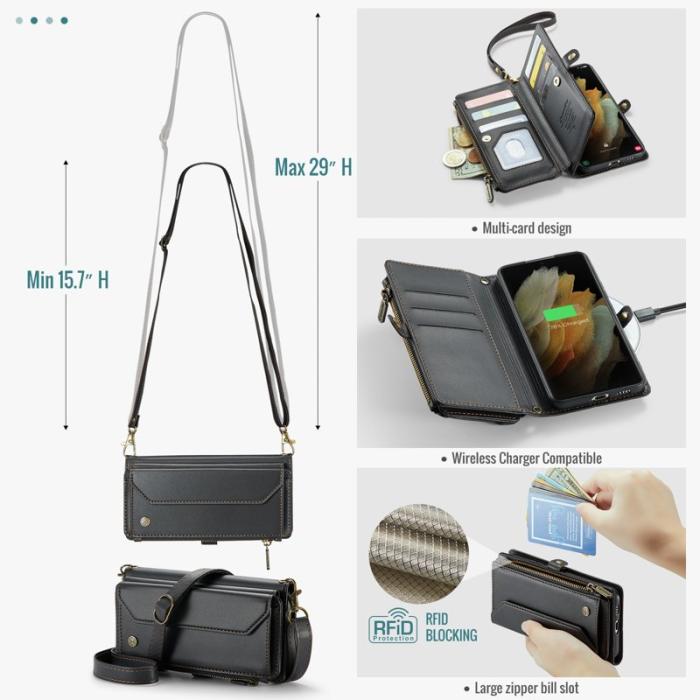 Caseme - CASEME Plånboksfodral Konstläder för Samsung Galaxy S21 Ultra 5G - Svart