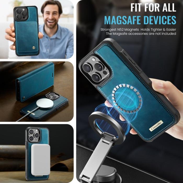 Caseme - CASEME C49 Mobilskal till iPhone 13 Pro MagSafe RFID Läder Grön