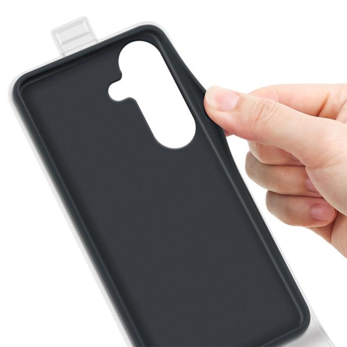 OEM - Mobilskal till Samsung Galaxy S26 med Kortfack Vertikal Flip Konstläder - Vit