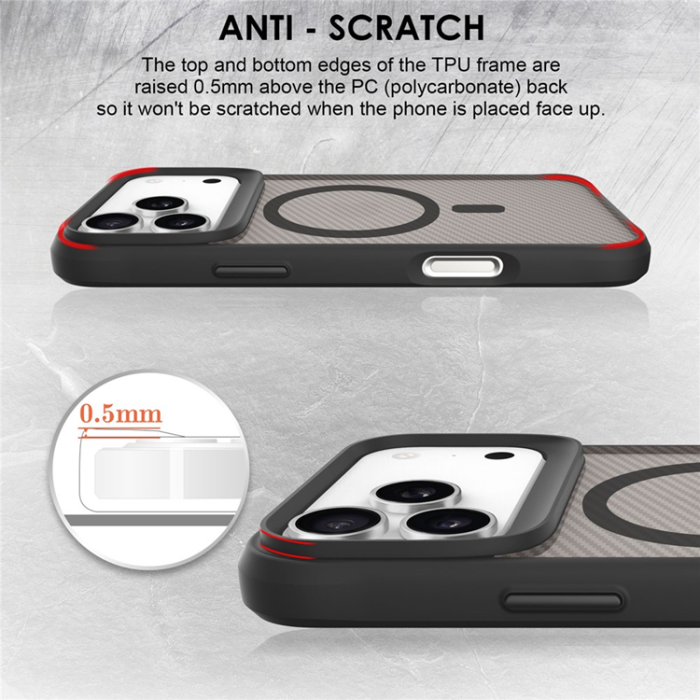 A-One Brand - iPhone 17 Pro Max Mobilskal MagSafe Carbon Fiber Texture - Svart