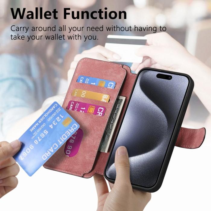 CASENEO - CASENEO iPhone 16 Pro Plånboksfodral Konstläder - Rosa