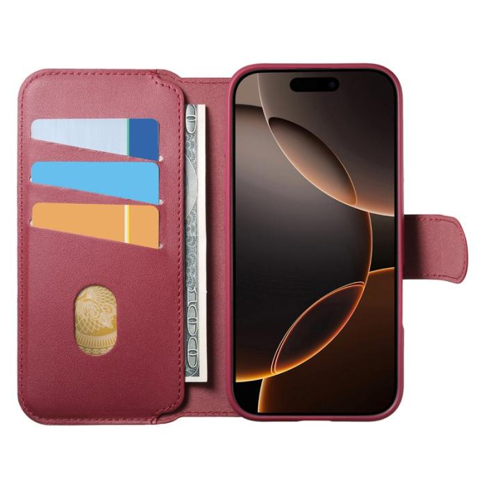 CASENEO - CASENEO iPhone 16 Pro Plånboksfodral Konstläder - Röd