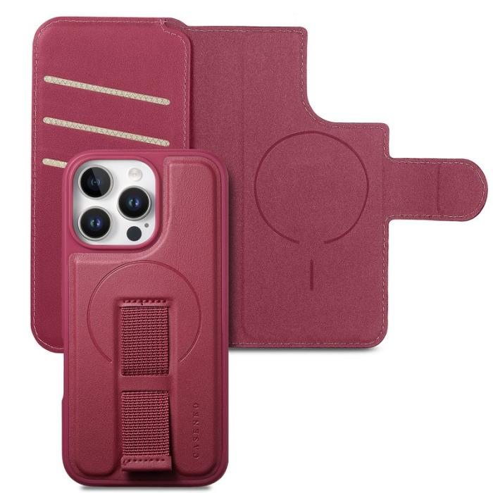 CASENEO - CASENEO iPhone 16 Pro Plånboksfodral Konstläder - Röd