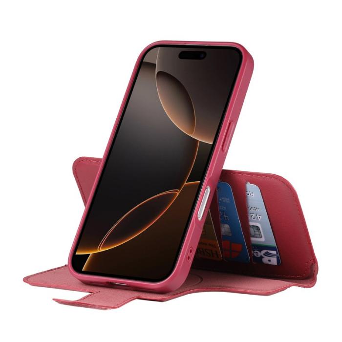 CASENEO - CASENEO iPhone 16 Pro Plånboksfodral Konstläder - Röd
