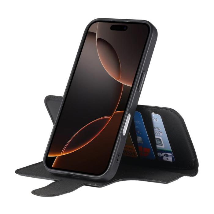 CASENEO - CASENEO iPhone 16 Pro Plånboksfodral Konstläder - Svart