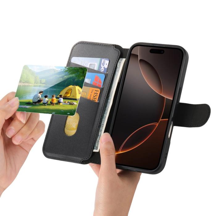 CASENEO - CASENEO iPhone 16 Pro Plånboksfodral Konstläder - Svart