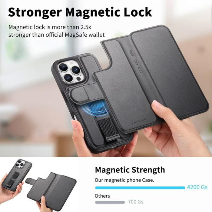 CASENEO - CASENEO iPhone 16 Pro Plånboksfodral Konstläder - Svart