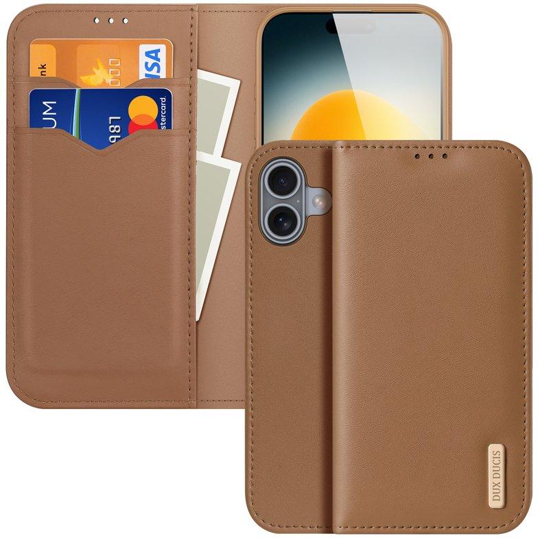 DUX DUCIS iPhone 17 Plånboksfodral Hivo Series Äkta läder - Brun | 2353 | AlltMobil