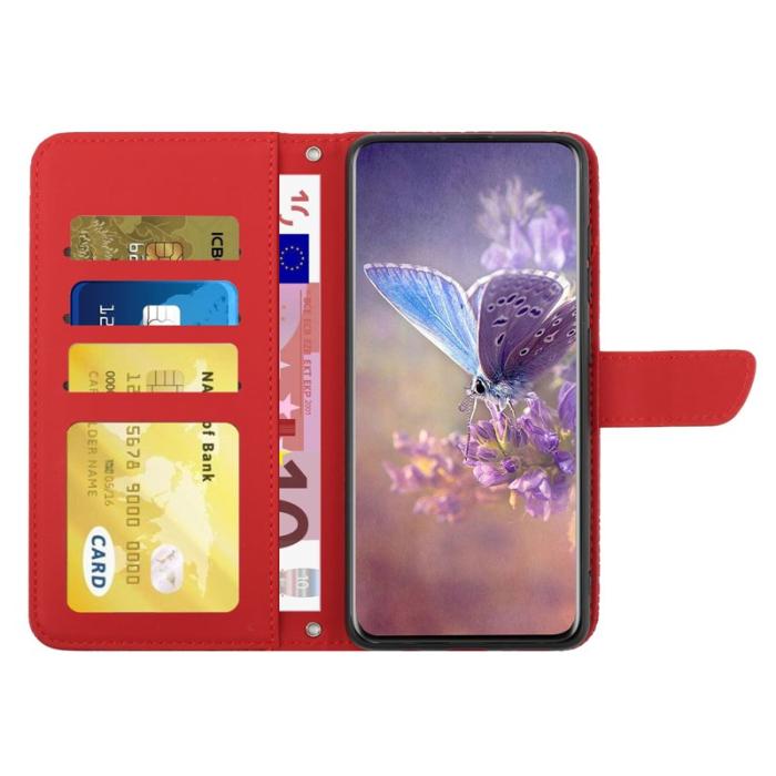 OEM - Mobilskal till Samsung Galaxy S26 Ultra Med Blomtryck KonstLäder - Röd
