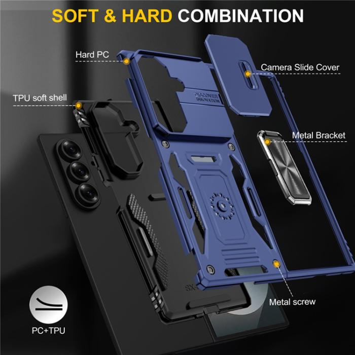 A-One Brand - Galaxy Z Fold7 5G Mobilskal Kickstand Slide - Marinblå