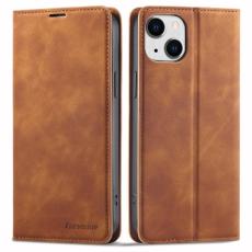 FORWENW - FORWENW iPhone 14 Plus Pl&aring;nboksfodral i Konstl&auml;der - Brun