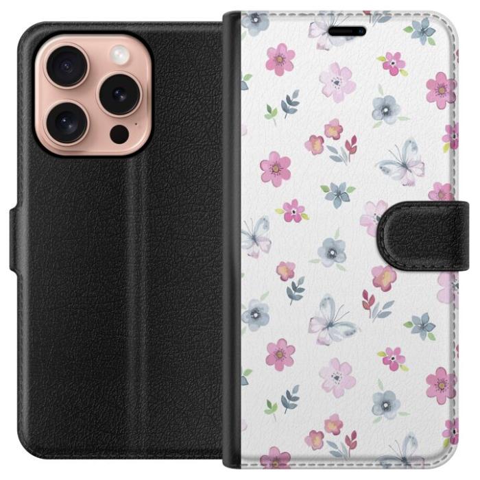 iSecrets - Plånboksfodral till Apple iPhone 16 Pro med Blommor och fjärillar