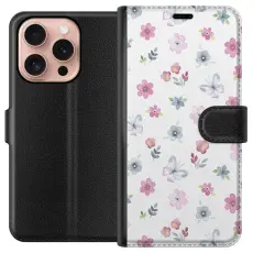 Gustaf - Pl&aring;nboksfodral till Apple iPhone 16 Pro med Blommor och fj&auml;rillar