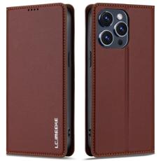 LC.imeeke - LC.IMEEKE L1 Series iPhone 14 Pro Max Pl&aring;nboksfodral Konstl&auml;der - Brun