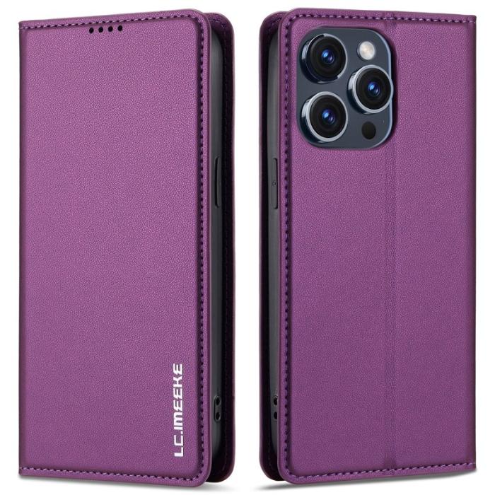 LC.imeeke - LC.IMEEKE L1 Series iPhone 14 Pro Max Plånboksfodral Konstläder - Lila