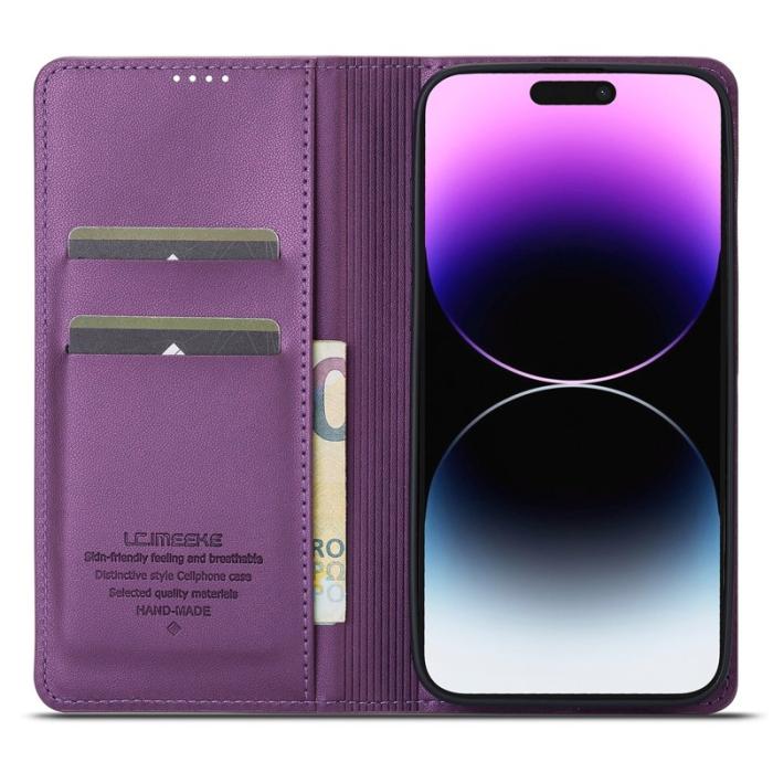 LC.imeeke - LC.IMEEKE L1 Series iPhone 14 Pro Max Plånboksfodral Konstläder - Lila