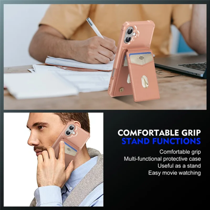 A-One Brand - iPhone 17 Mobilskal Magsafe Korthållare Detachable - Roséguld