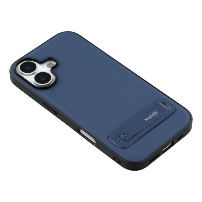X-Level - X-LEVEL Mobilskal till iPhone 17 Läderbelagd PC TPU med Ställ - Blå