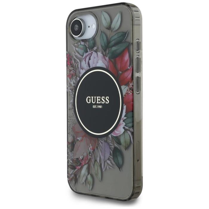 Guess - Guess iPhone 16e Mobilskal MagSafe IML Flowers - Svart