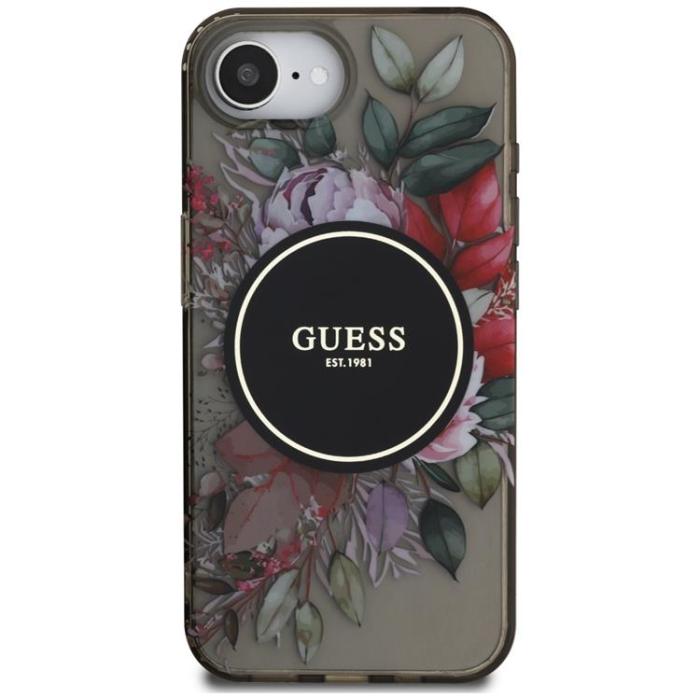 Guess - Guess iPhone 16e Mobilskal MagSafe IML Flowers - Svart