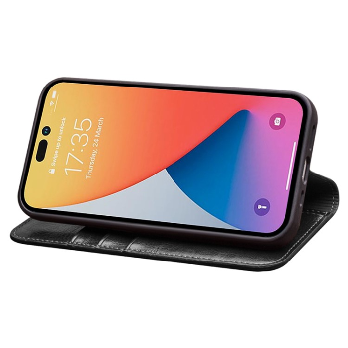 QIALINO - Qialino iPhone 14 Pro Plånboksfodral Äkta Läder Korthållare