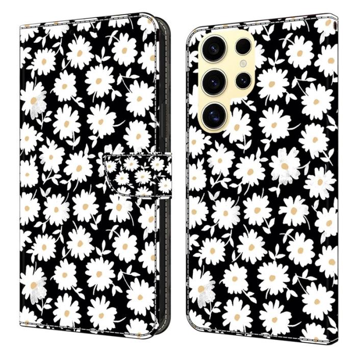 OEM - Samsung Galaxy S26 Ultra Fodral Magnetlås 3D Mönster Äkta Läder - Floral