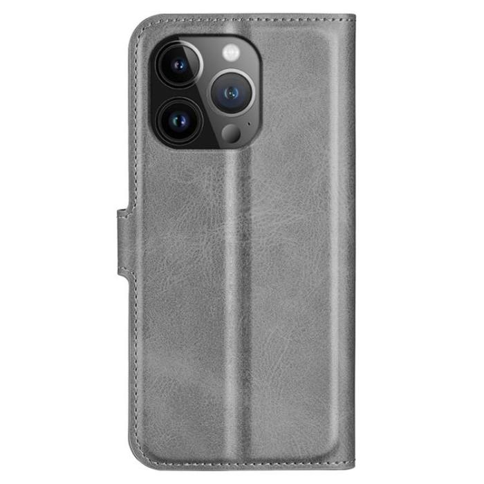 OEM - iPhone 15 Pro Plånboksfodral Calf Flip Folio - Grå