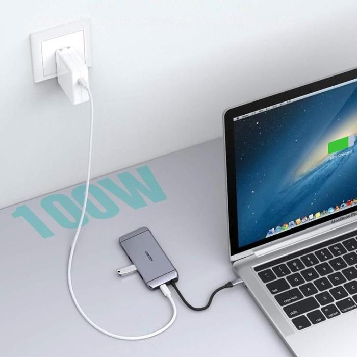 Choetech - Choetech 9in1 Multifunktionell HUB 3 x USB Till USB-C - Grå