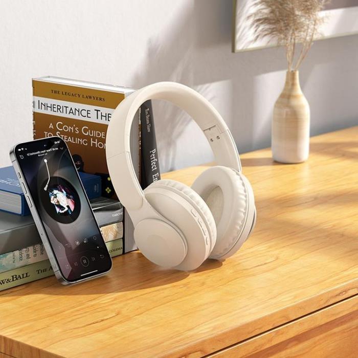 Hoco - Hoco Over-Ear Hörlurar Trådlösa Bluetooth W45 - Milky Vit