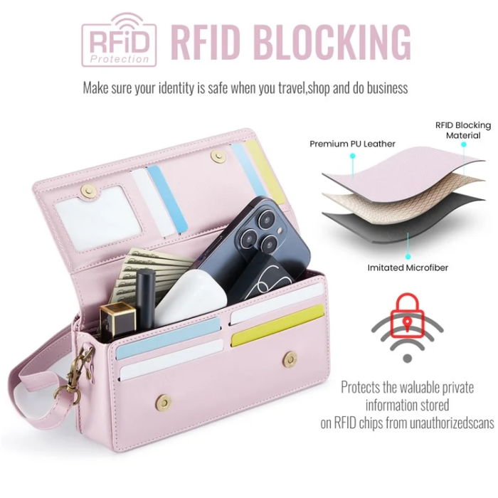 Caseme - CASEME Crossbody Väska RFID Blocking Me30 Max Läder - Rosa