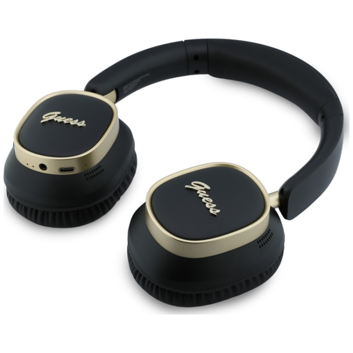 Guess - Guess On-Ear Hörlurar Bluetooth ENC Rectangle Metal Script - Svart