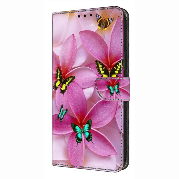 OEM - Samsung Galaxy S26 Fodral Mönstertryck Ställ Läder Flip - Rosa Fjäril