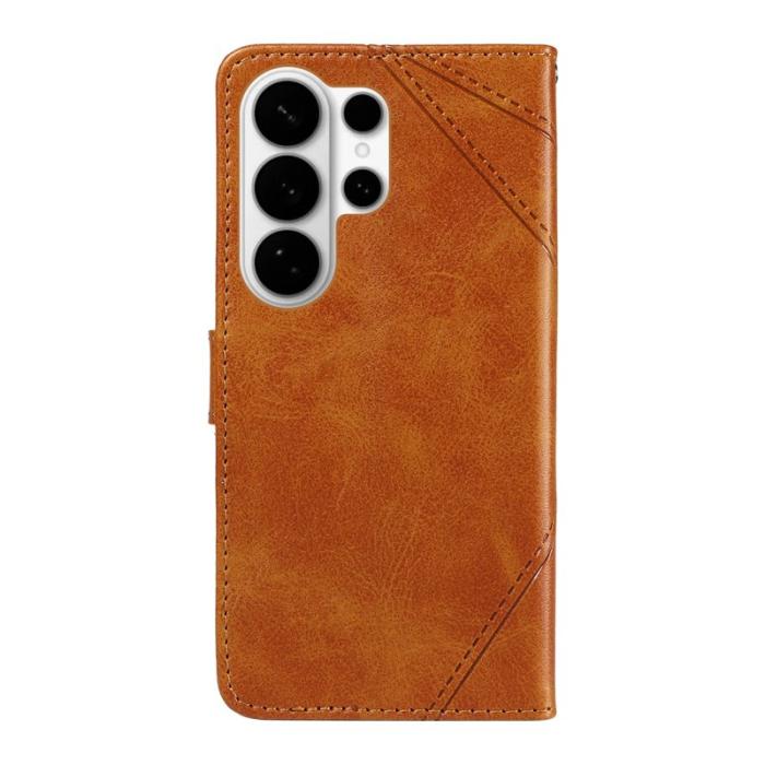 OEM - Samsung Galaxy S26 Ultra Fodral Äkta Läder Geometrisk Design - Brun