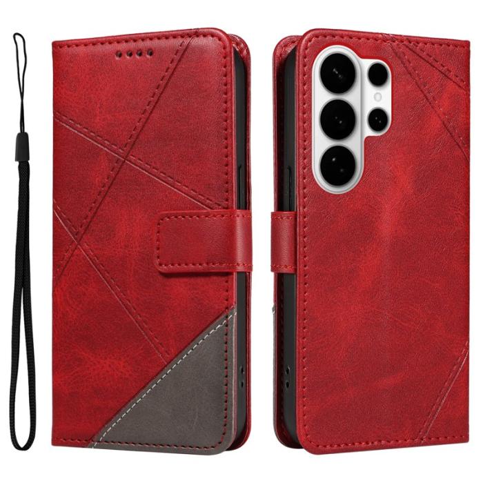 OEM - Samsung Galaxy S26 Ultra Fodral Äkta Läder Geometrisk Design - Röd