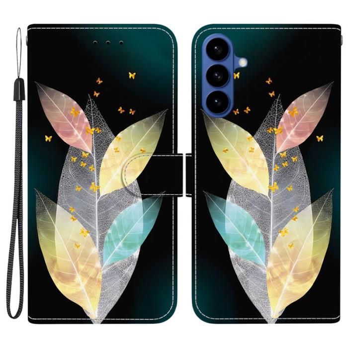 OEM - Samsung Galaxy S26 / S26 Pro Plånboksfodral Mönstertryckt Konstläder Färgade Löv
