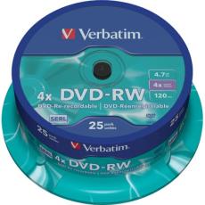 UTGATT5 - Verbatim DVD-RW, 4x, 4,7GB/120min, 25-pack spindel, SERL