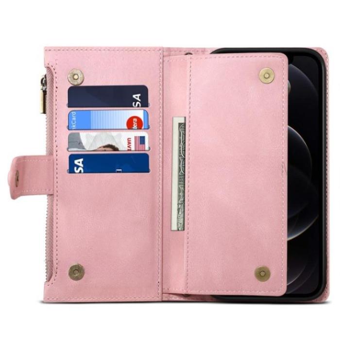 ESEBLE - ESEBLE Google Pixel 6a Plånboksfodral Zippered Kickstand - Rosa