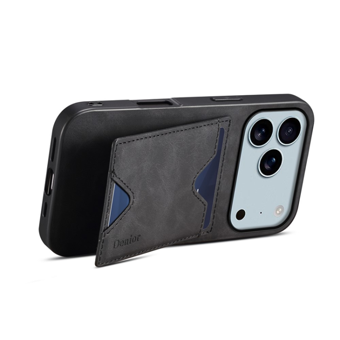 DENIOR - DENIOR iPhone 17 Pro Mobilskal Kickstand Korthållare - Svart